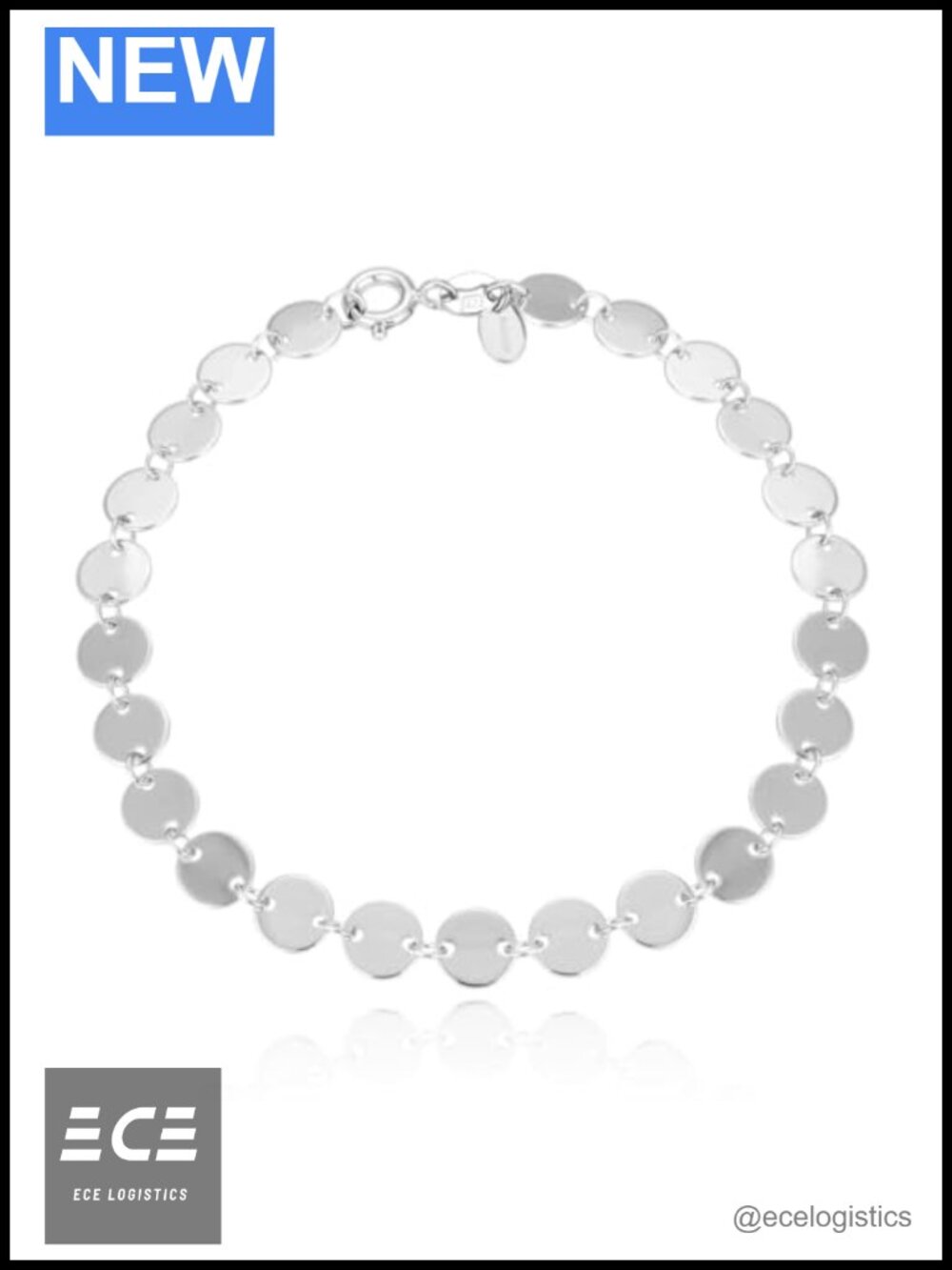 Sterling Silver 14K Gold Filled Dainty Drop Coin Link Bracelet 8 Inch